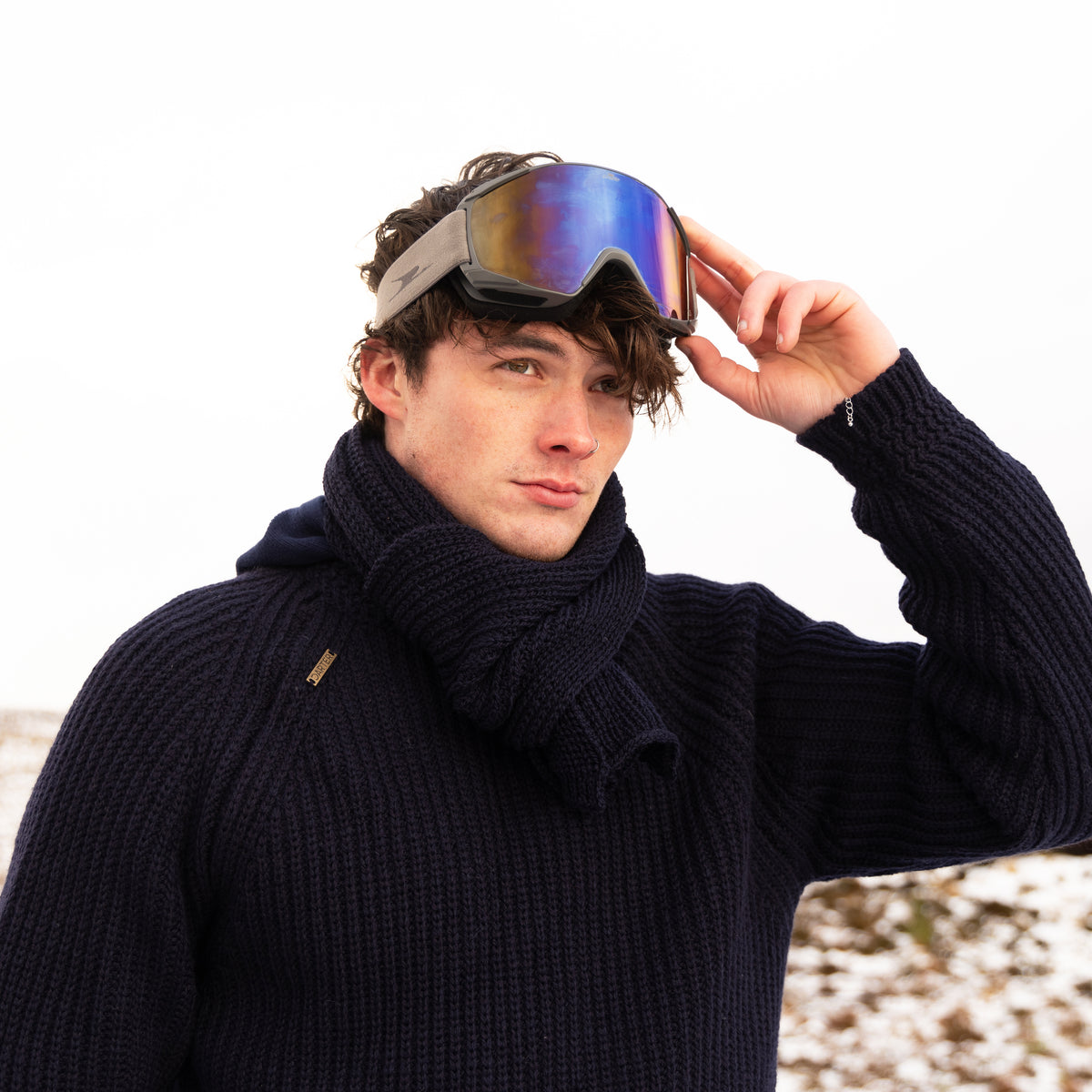 Fisherman&#39;s Rib Scarf -  Navy