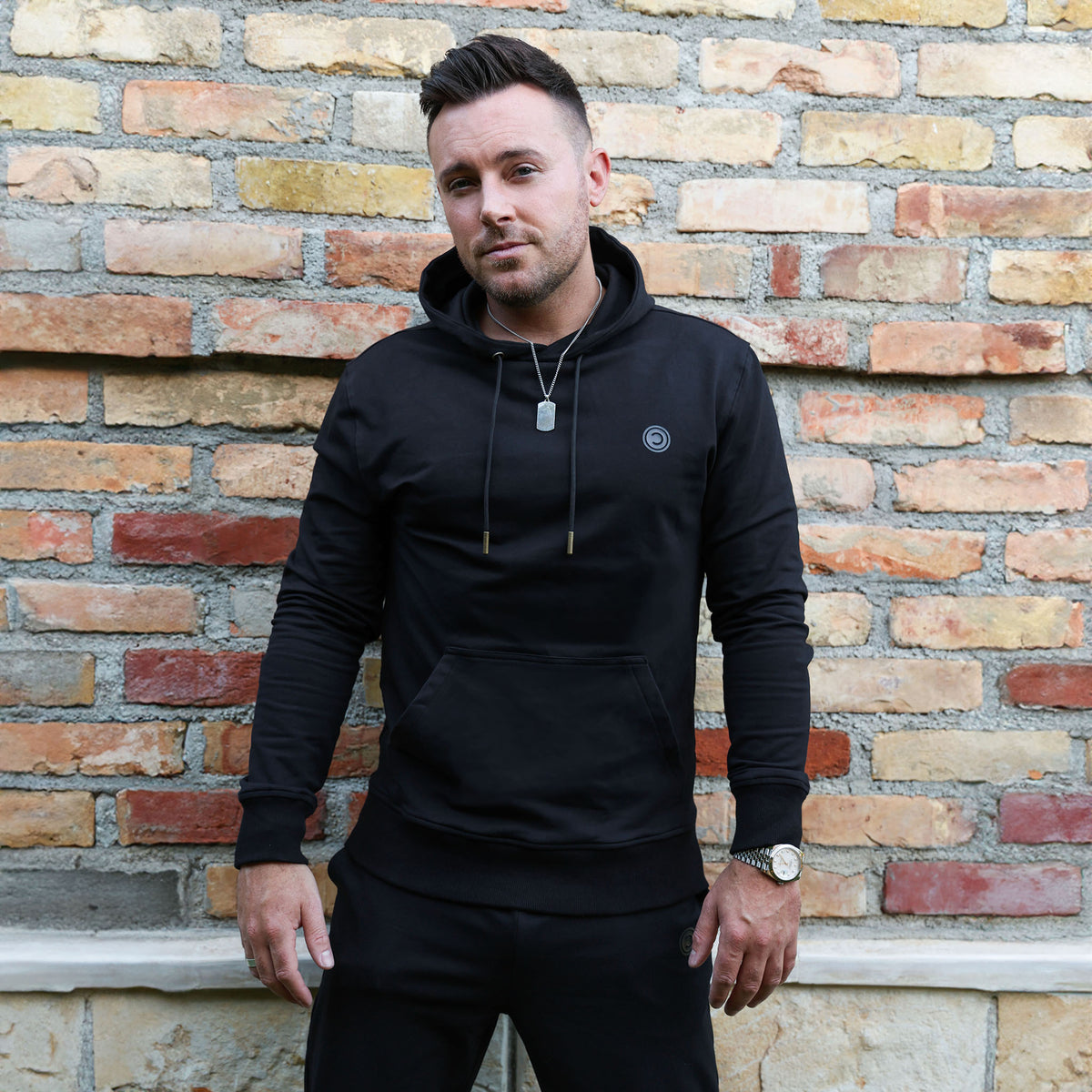LB888B STRETCH FABRIC HOODIE BLACK