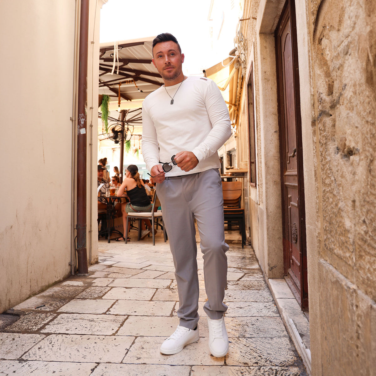 CF444G GREY STRETCH TROUSERS