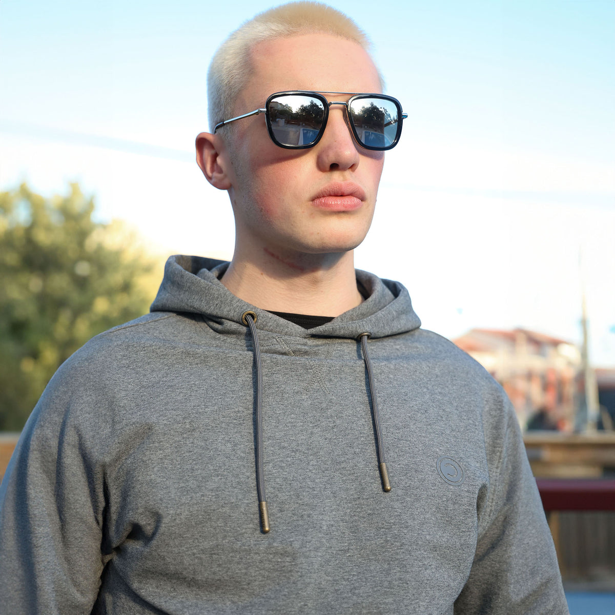 LB888G STRETCH FABRIC HOODIE GREY MARL