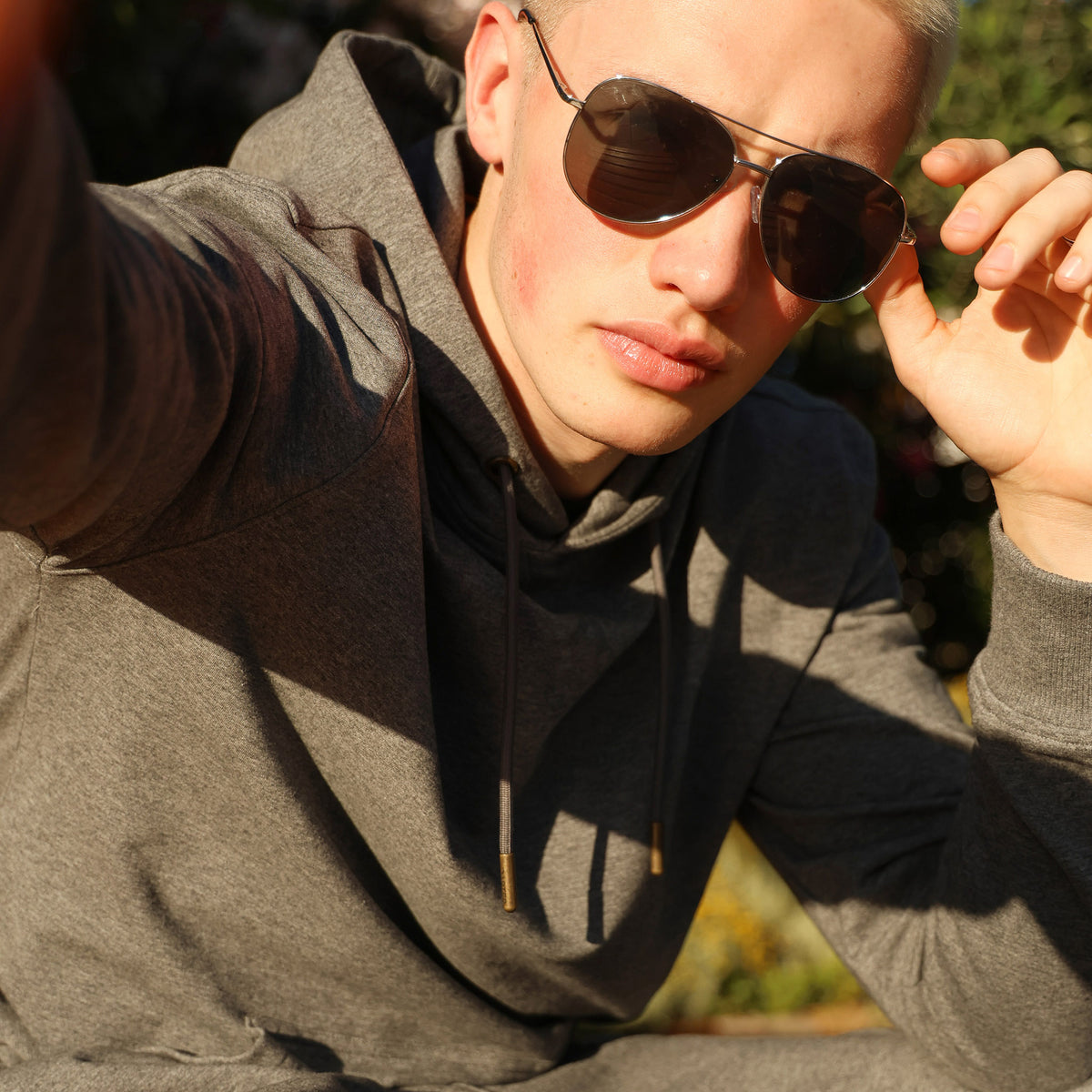 LB888G STRETCH FABRIC HOODIE GREY MARL