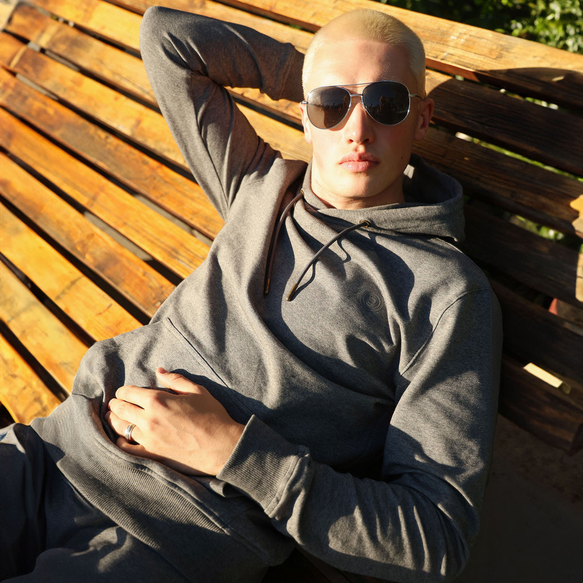 LB888G STRETCH FABRIC HOODIE GREY MARL
