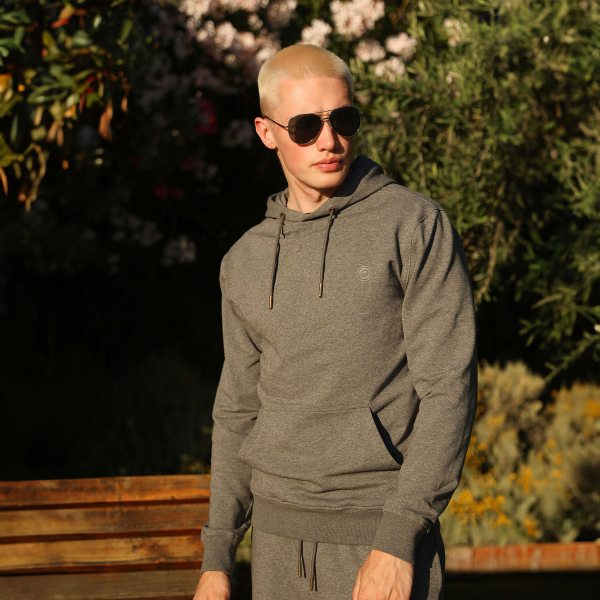 LB888G STRETCH FABRIC HOODIE GREY MARL
