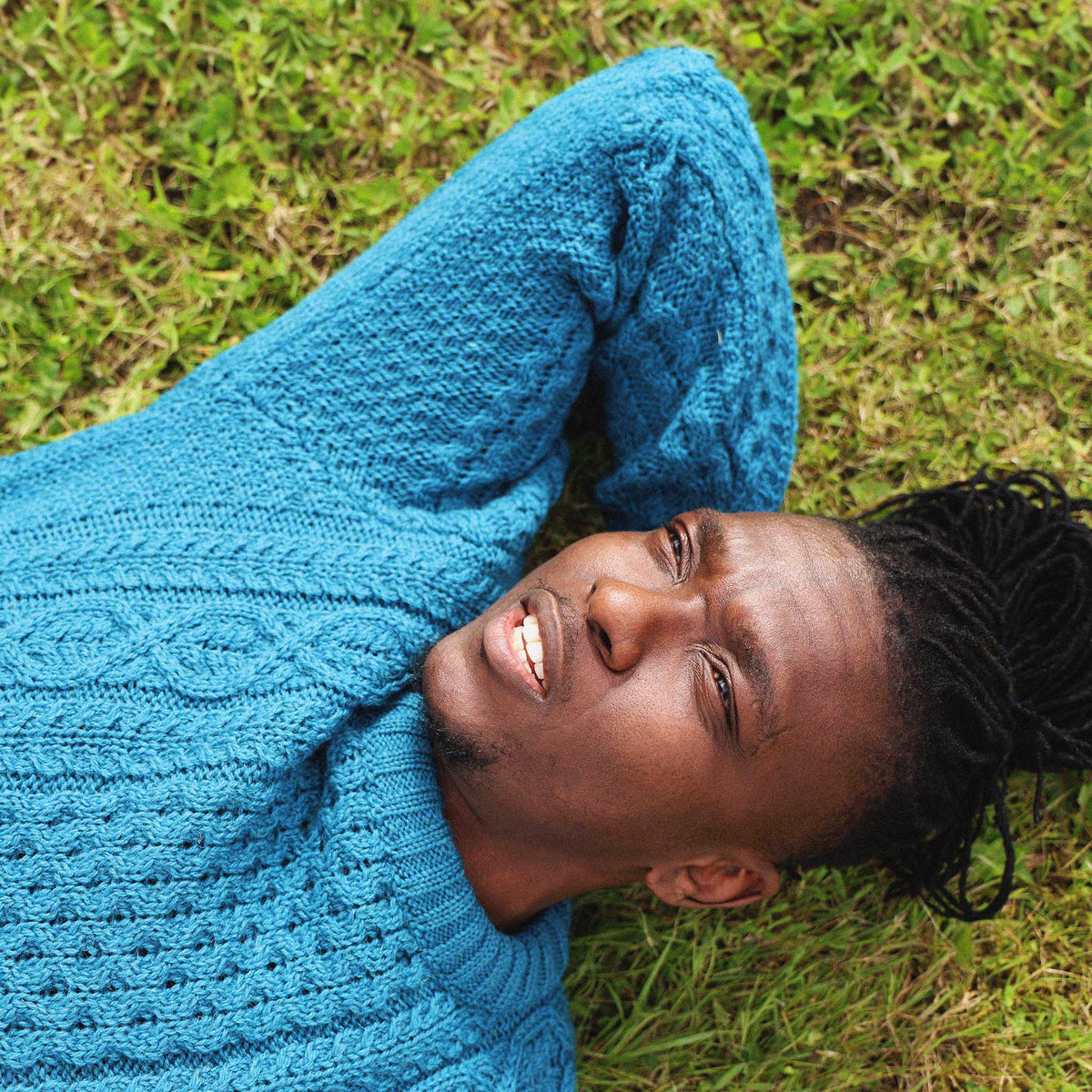 B222T CARTER ARAN WOOL REGULAR FIT JUMPER TURQUOISE