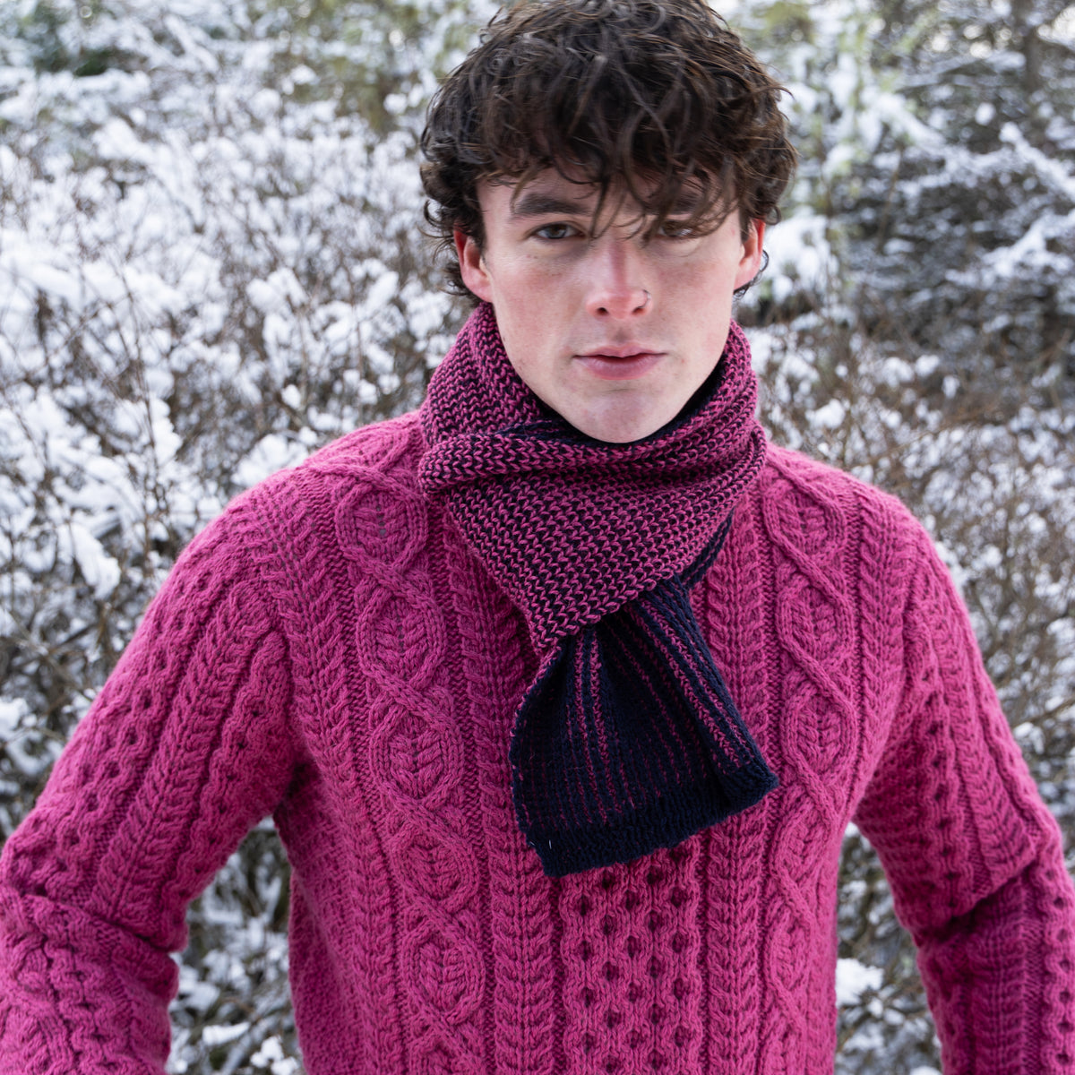Kane Contrast Scarf - Pink/Navy