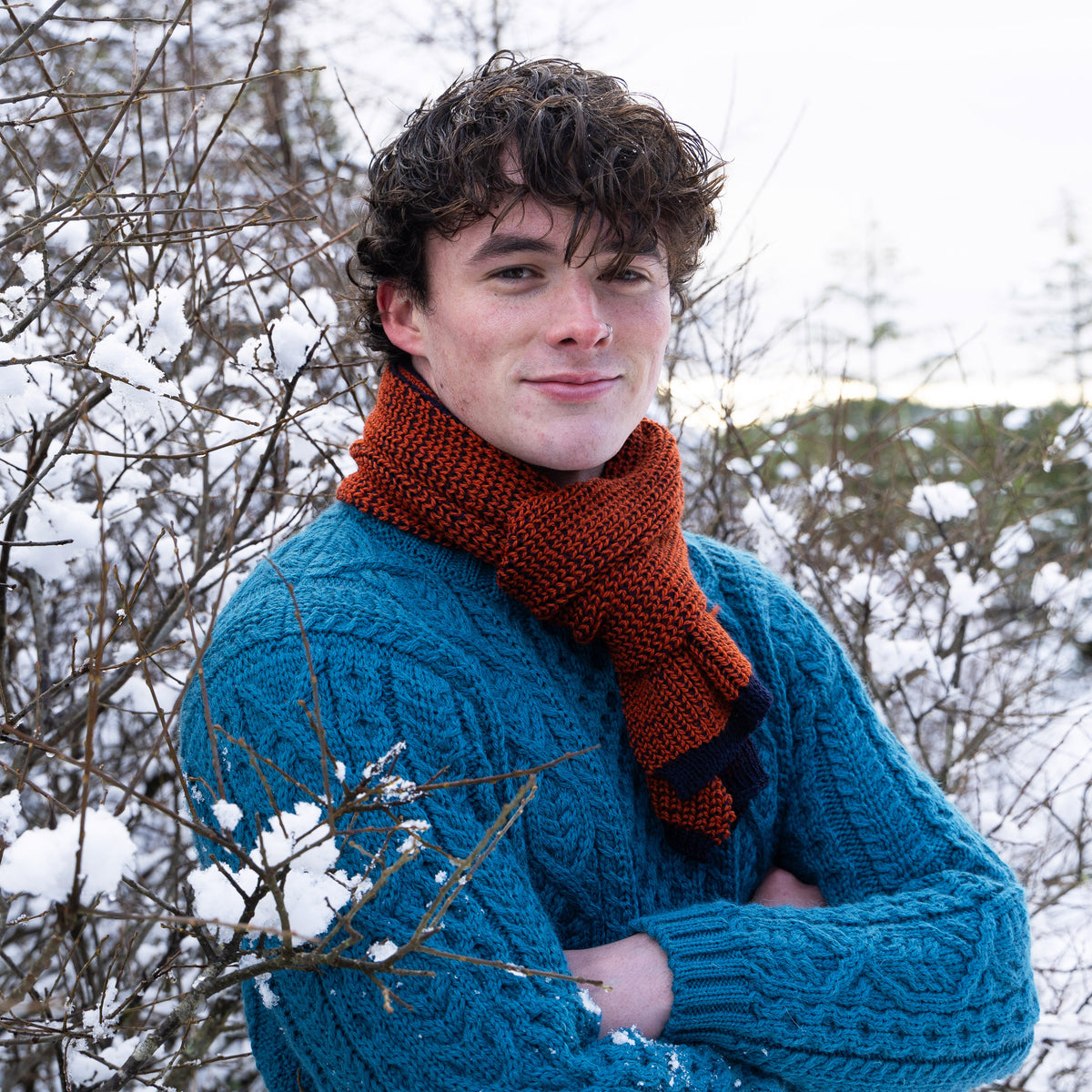 Kane Contrast Scarf - Orange/Navy