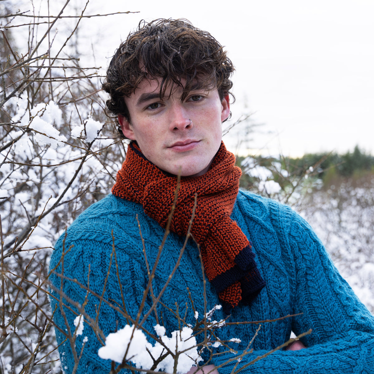 Kane Contrast Scarf - Orange/Navy