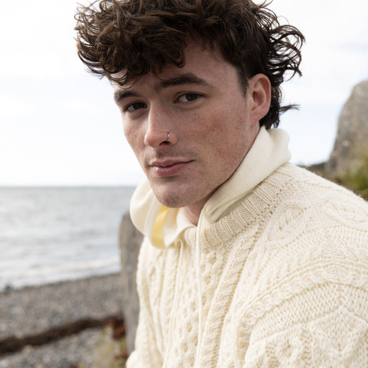 B222C CARTER ARAN WOOL REGULAR FIT JUMPER CREAM