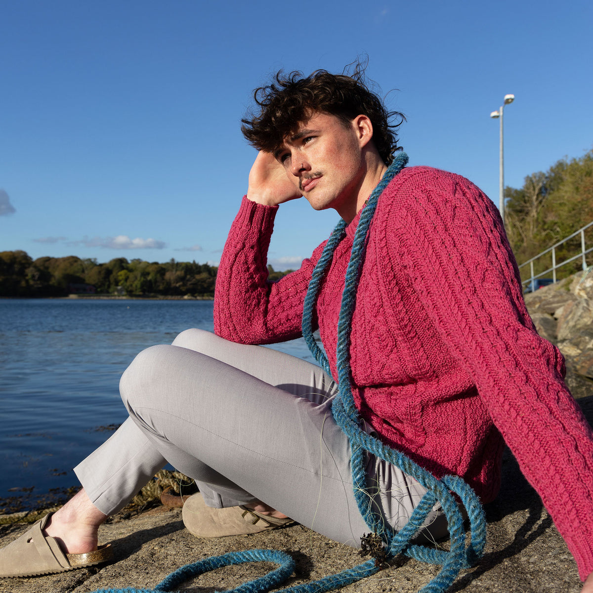 B222P CARTER ARAN WOOL REGULAR FIT JUMPER PINK