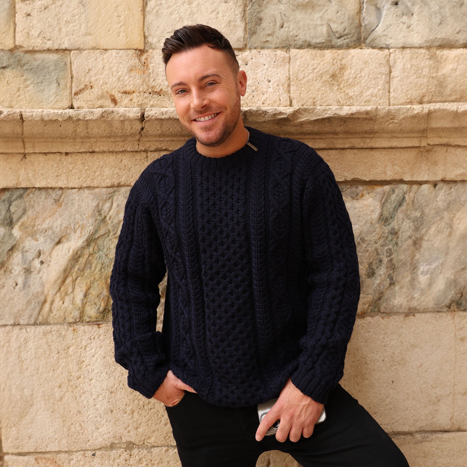 B222N CARTER ARAN WOOL REGULAR FIT JUMPER NAVY