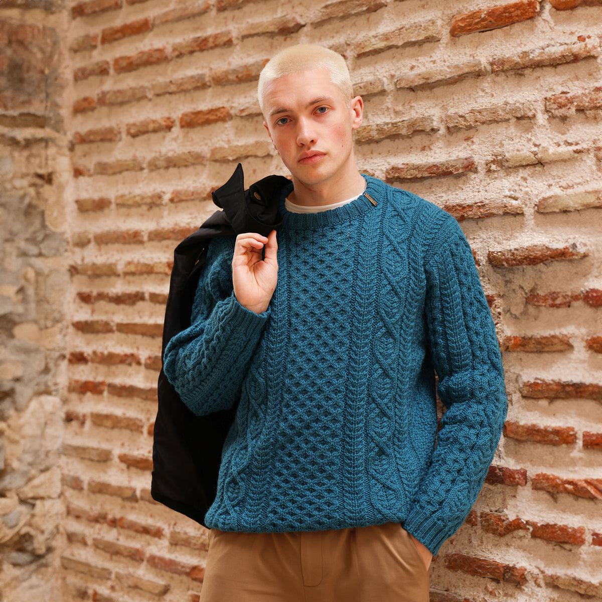 B222T CARTER ARAN WOOL REGULAR FIT JUMPER TURQUOISE