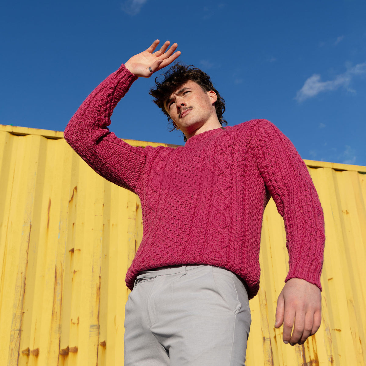 B222P CARTER ARAN WOOL REGULAR FIT JUMPER PINK