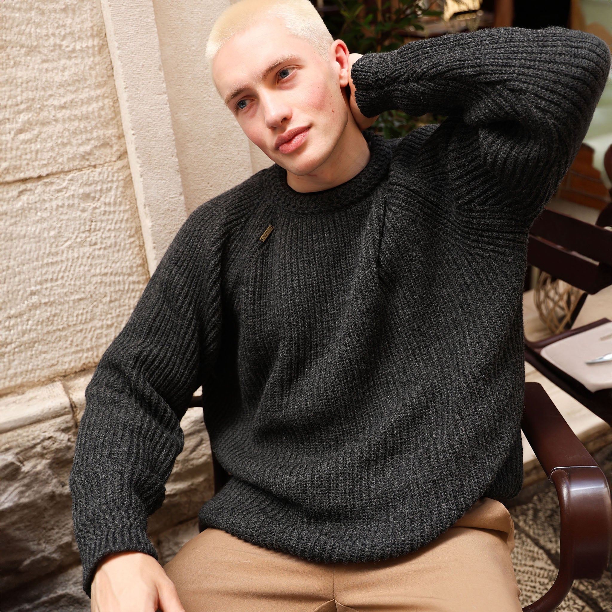 Charcoal merino wool jumper shop