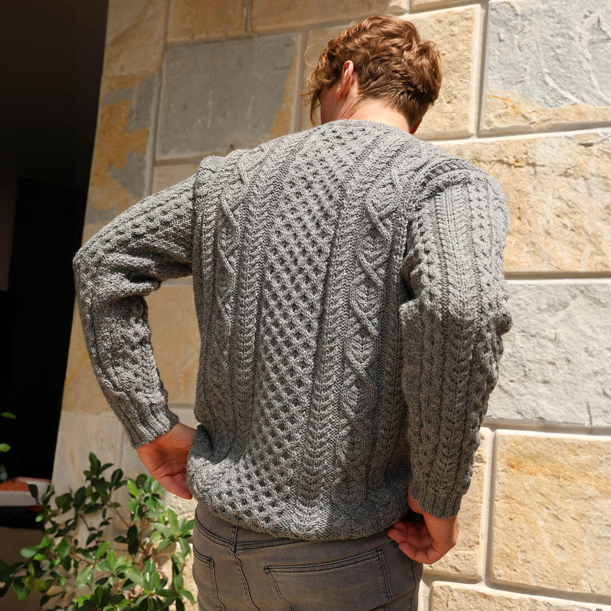B222G CARTER ARAN WOOL REGULAR FIT JUMPER GREY