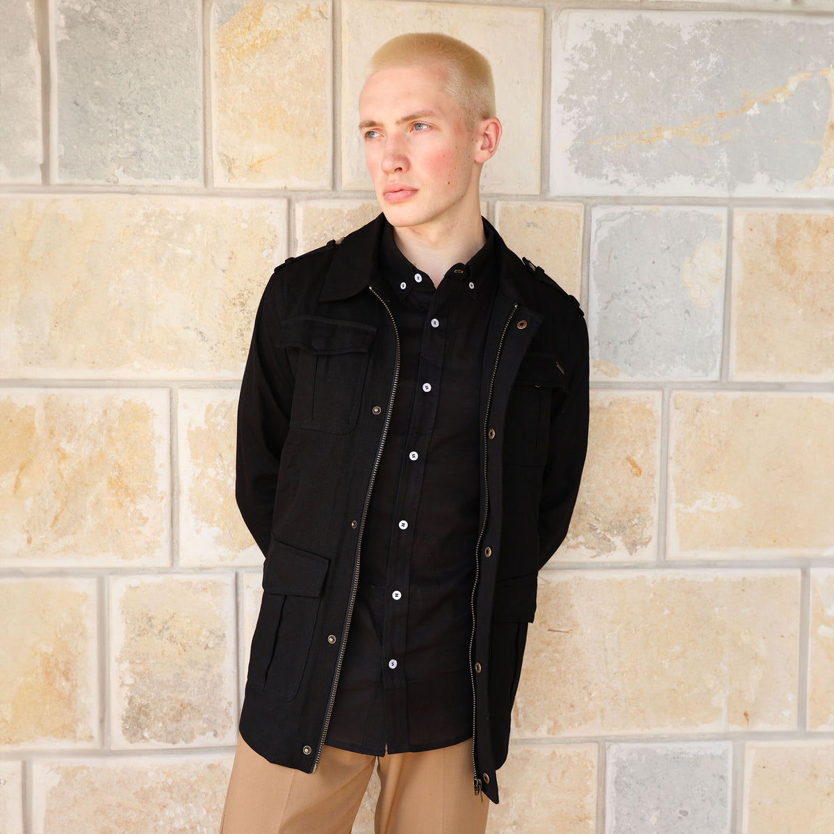KB333B BLACK CARGO JACKET