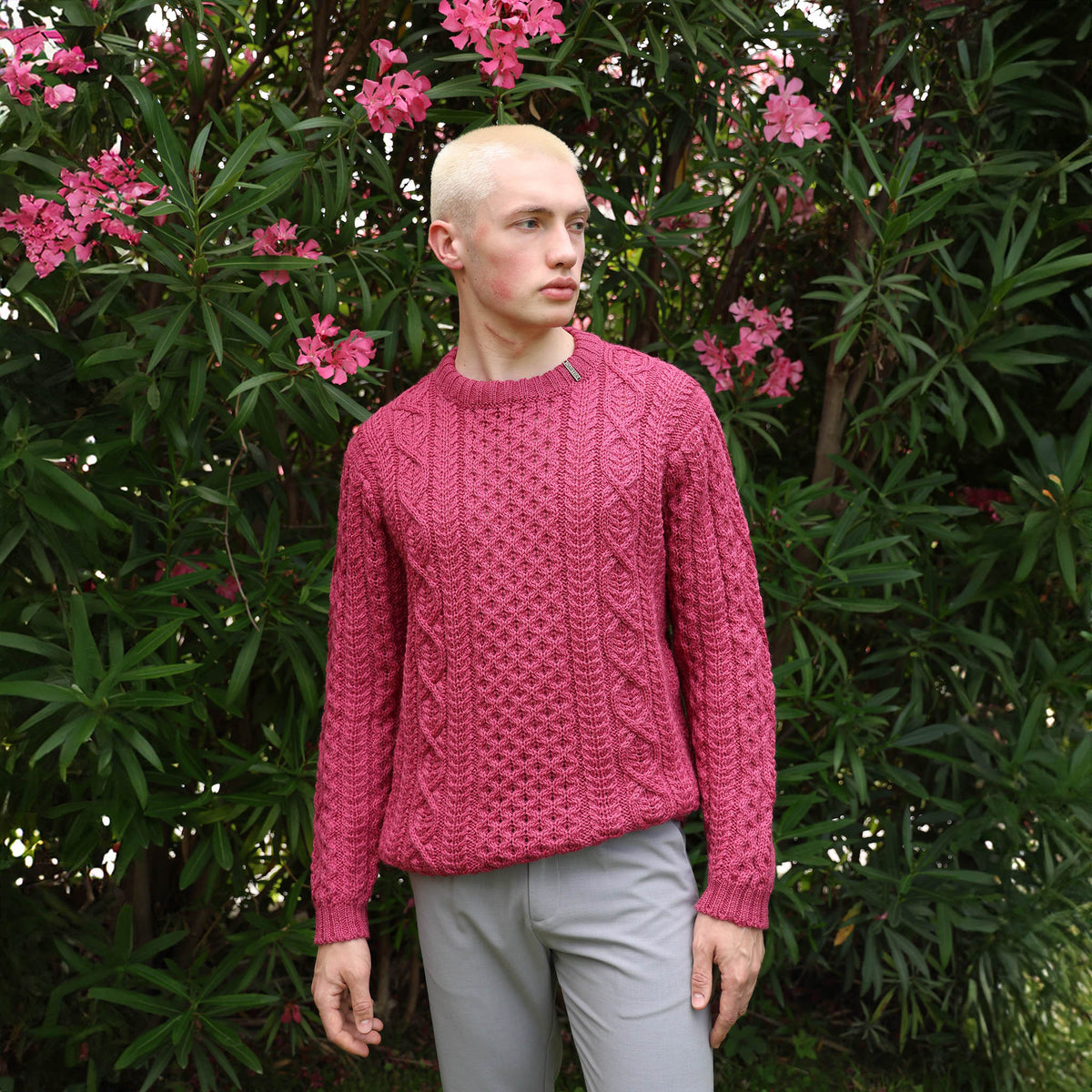 B222P CARTER ARAN WOOL REGULAR FIT JUMPER PINK
